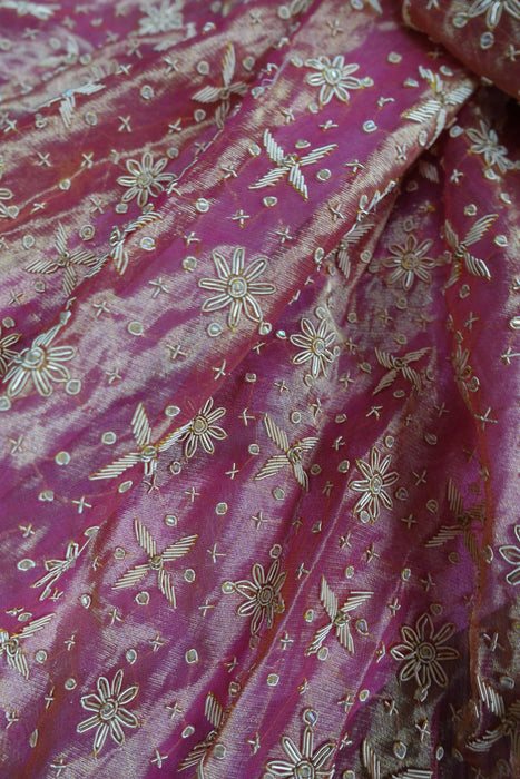 Pink Tissue Silk Vintage Wedding Lengha - UK 12/EU 38 -Preloved