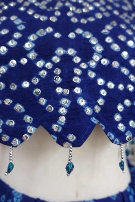 Blue Bandhani Cotton Lengha - UK 10/EU 36 - Preloved