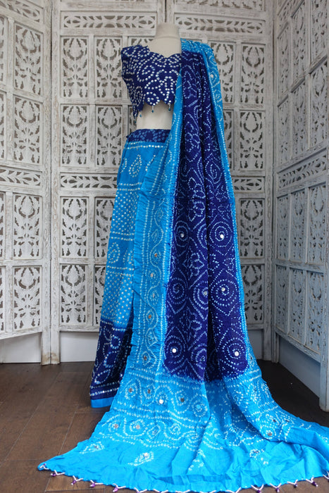 Blue Bandhani Cotton Lengha - UK 10/EU 36 - Preloved
