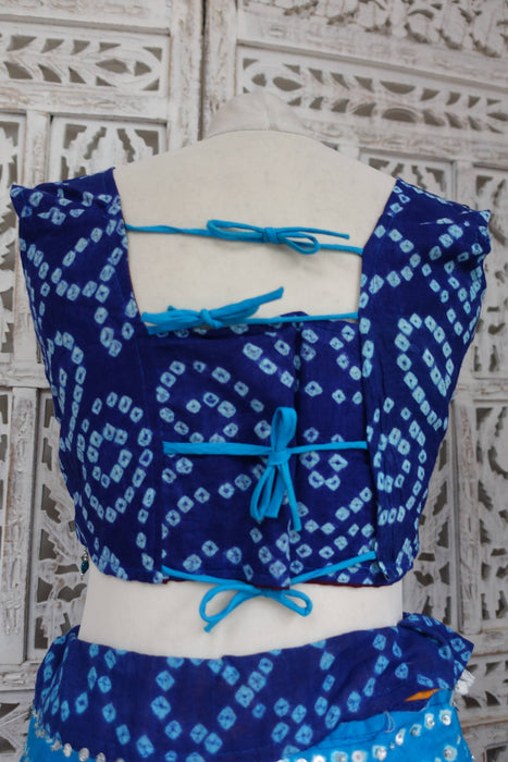 Blue Bandhani Cotton Lengha - UK 10/EU 36 - Preloved