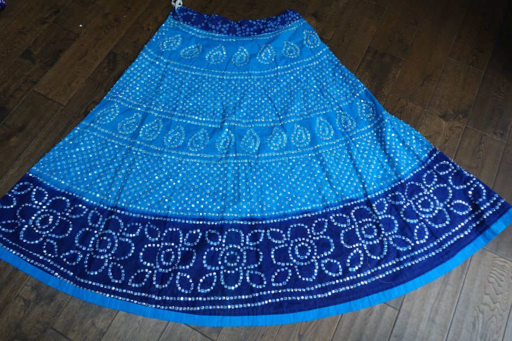 Blue Bandhani Cotton Lengha - UK 10 / EU 36 - Preloved