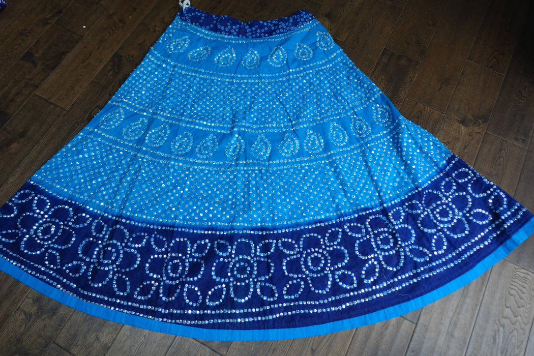 Blue Bandhani Cotton Lengha - UK 10/EU 36 - Preloved