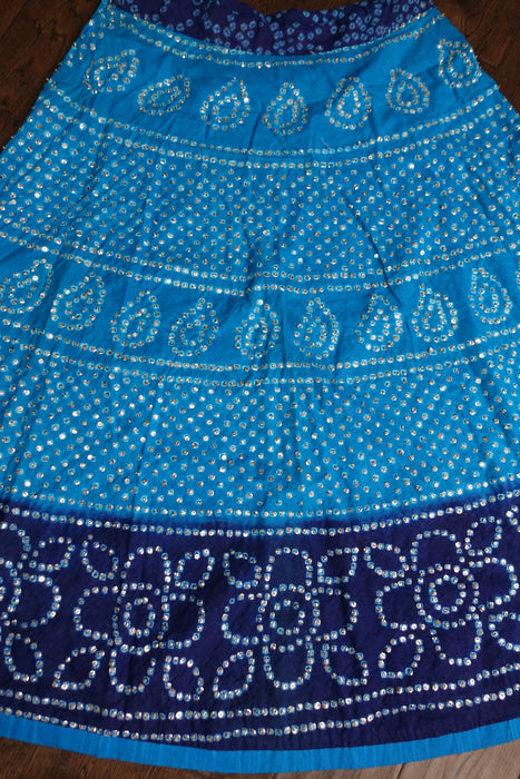 Blue Bandhani Cotton Lengha - UK 10 / EU 36 - Preloved