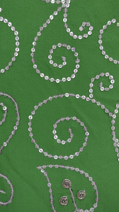 Green Brocade And Silk Chiffon 4Pc Lengha - UK 16 / EU 42 - New