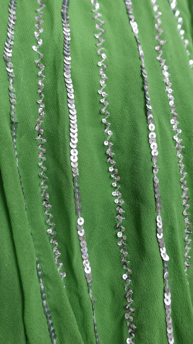 Green Brocade And Silk Chiffon 4Pc Lengha - UK 16 / EU 42 - New