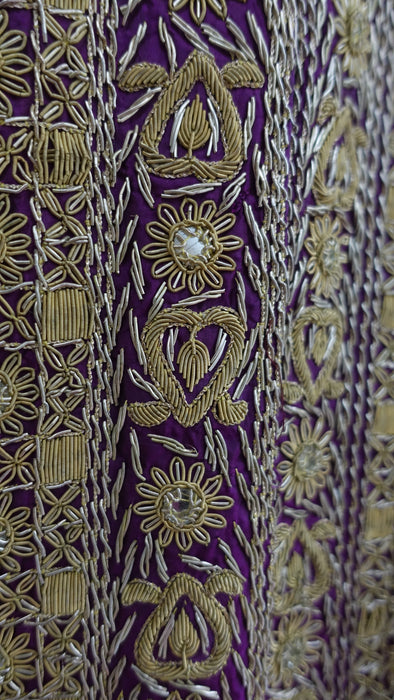Purple Vintage Mirrored Silk Lengha - UK 14 / EU 40 - New