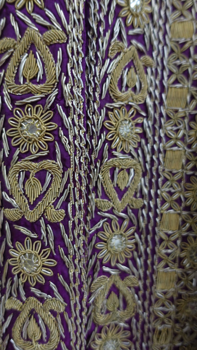 Purple Vintage Mirrored Silk Lengha - UK 14 / EU 40 - New