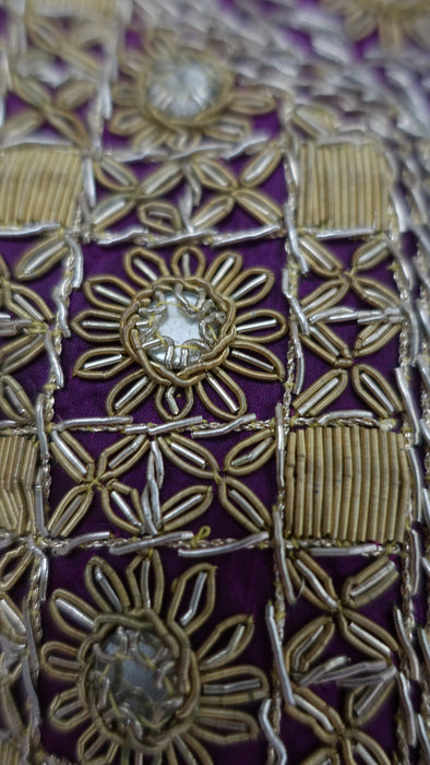 Purple Vintage Mirrored Silk Lengha - UK 14 / EU 40 - New