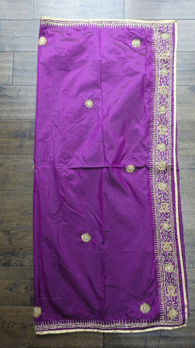 Purple Vintage Mirrored Silk Lengha - UK 14 / EU 40 - New