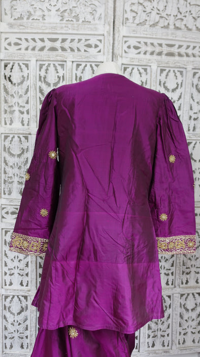Purple Vintage Mirrored Silk Lengha - UK 14 / EU 40 - New