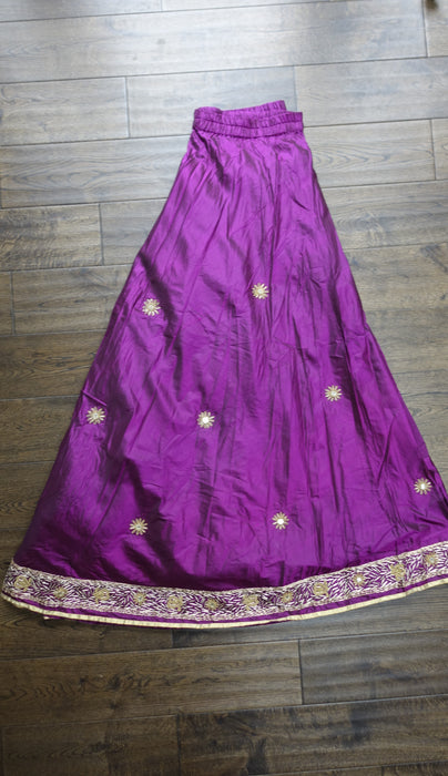 Purple Vintage Mirrored Silk Lengha - UK 14 / EU 40 - New