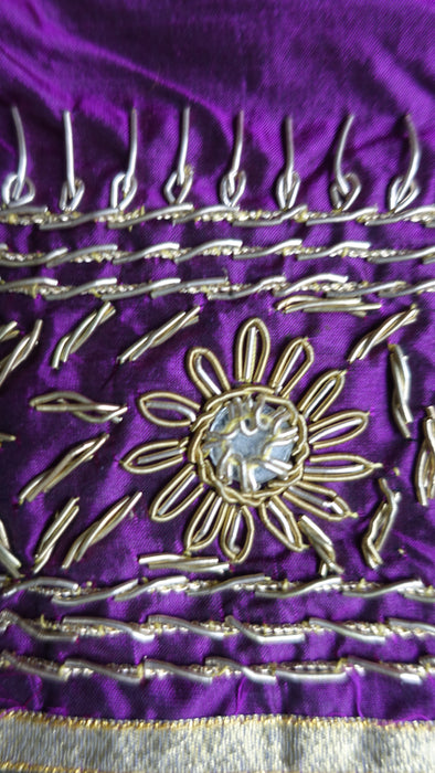 Purple Vintage Mirrored Silk Lengha - UK 14 / EU 40 - New