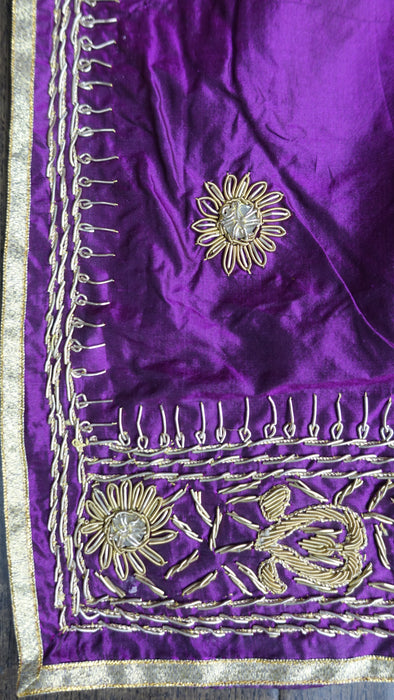 Purple Vintage Mirrored Silk Lengha - UK 14 / EU 40 - New