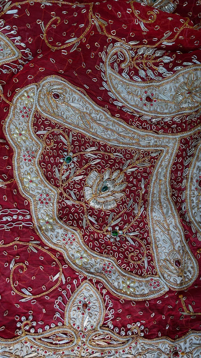 Red Vintage Silk Wedding Lengha - UK 10 / EU 36 - Preloved