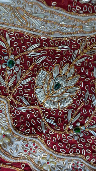 Red Vintage Silk Wedding Lengha - UK 10 / EU 36 - Preloved