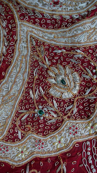 Red Vintage Silk Wedding Lengha - UK 10 / EU 36 - Preloved