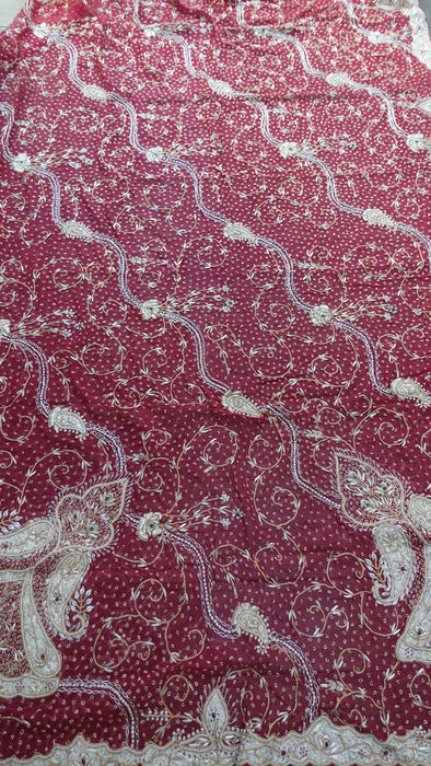 Red Vintage Silk Wedding Lengha - UK 10 / EU 36 - Preloved