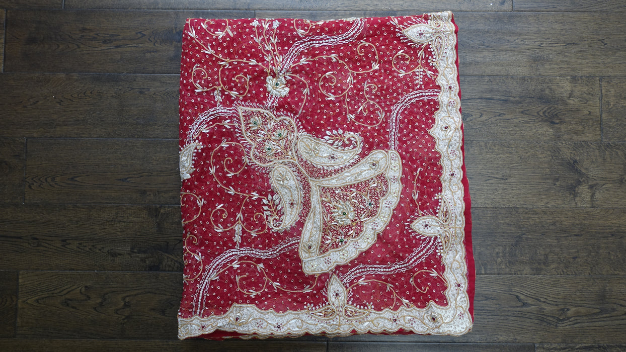 Red Vintage Silk Wedding Lengha - UK 10 / EU 36 - Preloved