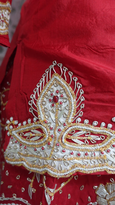 Red Vintage Silk Wedding Lengha - UK 10 / EU 36 - Preloved