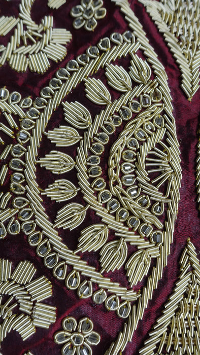 Maroon Vintage Silk 3PC Lengha - UK 12/EU 38 - Preloved