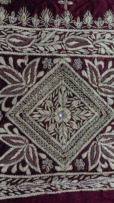 Maroon Vintage Silk 3PC Lengha - UK 12/EU 38 - Preloved