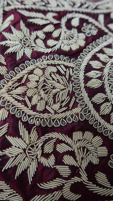 Maroon Vintage Silk 3PC Lengha - UK 12/EU 38 - Preloved