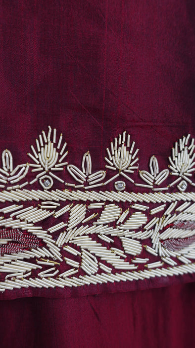 Maroon Vintage Silk 3PC Lengha - UK 12/EU 38 - Preloved