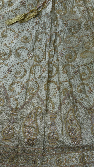 Gold Vintage Silk 3PC Lengha - Freesize - Preloved