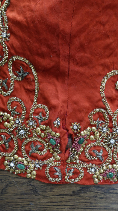 Rust Silk Designer 3PC Lengha- UK 10/EU 36 - New