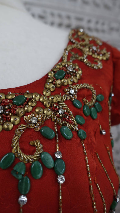 Rust Silk Designer 3PC Lengha- UK 10/EU 36 - New