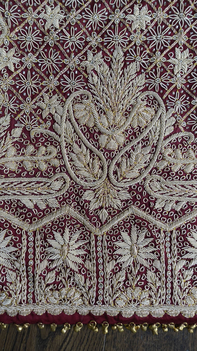 Maroon Vintage Sateen Silk Lengha - UK 12/ EU 14 - Preloved