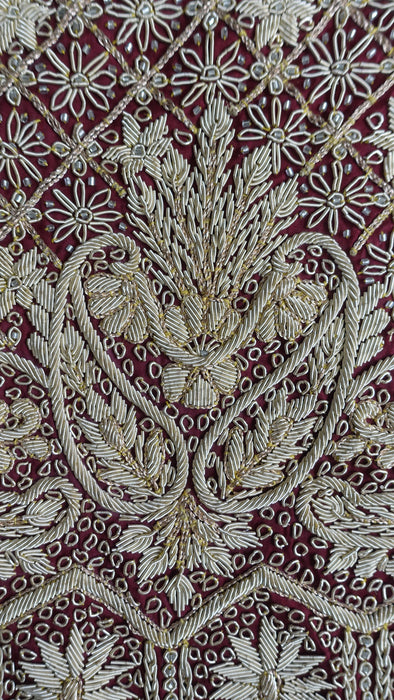 Maroon Vintage Sateen Silk Lengha - UK 12/ EU 14 - Preloved