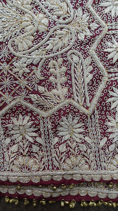 Maroon Vintage Sateen Silk Lengha - UK 12/ EU 14 - Preloved