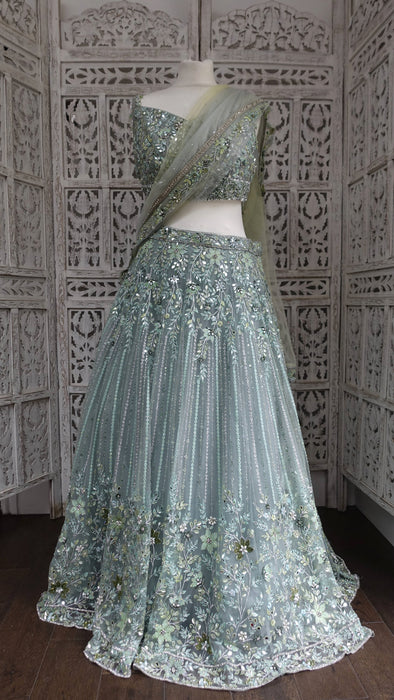 Green Embellished Lengha - UK 14/EU 40 - Preloved