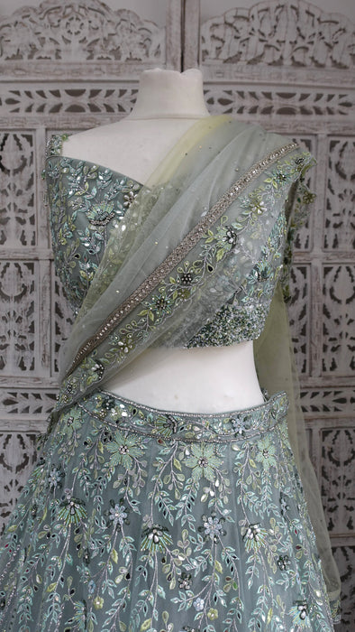 Green Embellished Lengha - UK 14/EU 40 - Preloved