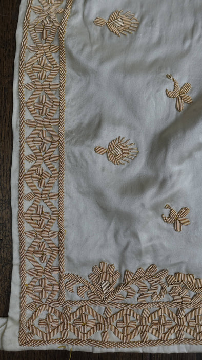 Off White Sateen Silk Vintage Lengha - UK 12/EU 38 - New