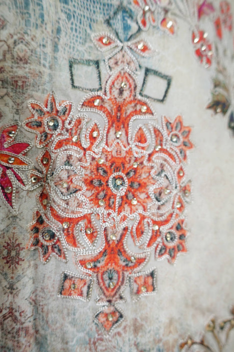 Sand Coloured Embroidered Churidaar Suit - UK 8/EU 34 - New