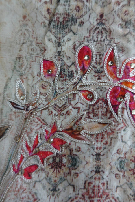 Sand Coloured Embroidered Churidaar Suit - UK 8/EU 34 - New