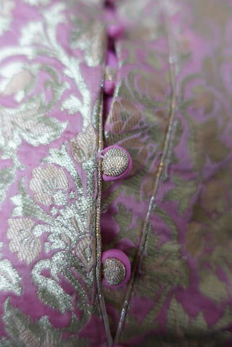 Pale Pink Brocade Churidaar Suit - UK 16 / EU 42 - New