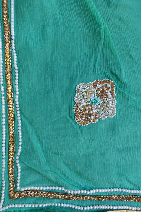 Green Raw Silk Effect Churidaar Suit - UK 6/EU 32 - New