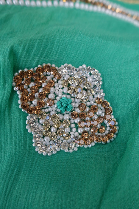 Green Raw Silk Effect Churidaar Suit - UK 6/EU 32 - New