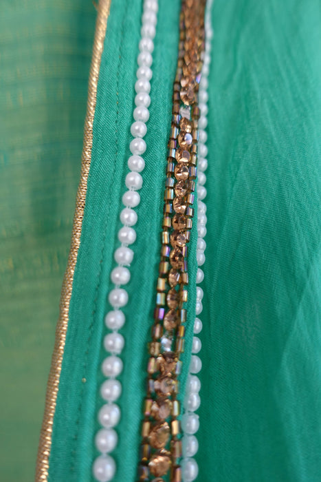 Green Raw Silk Effect Churidaar Suit - UK 6/EU 32 - New