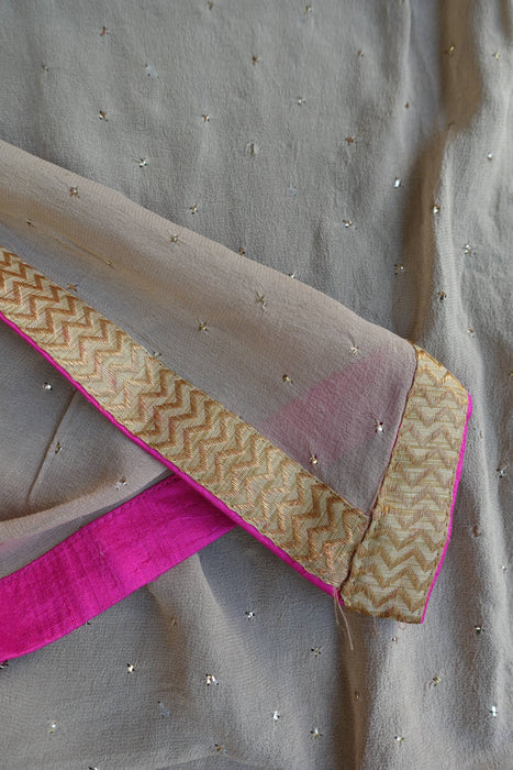 Pink Raw Silk Embroidered Churidaar - UK 12/EU 38 - New