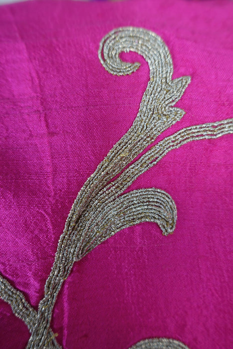 Pink Raw Silk Embroidered Churidaar - UK 12/EU 38 - New