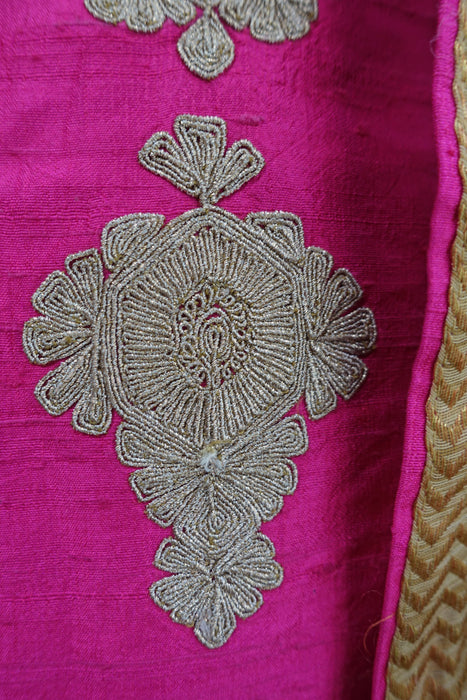 Pink Raw Silk Embroidered Churidaar - UK 12/EU 38 - New
