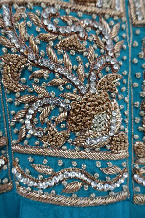 Blue Silk Diamante Embellished Anarkali - UK 10/EU 36 - Preloved