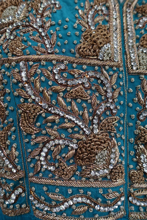 Blue Silk Diamante Embellished Anarkali - UK 10/EU 36 - Preloved
