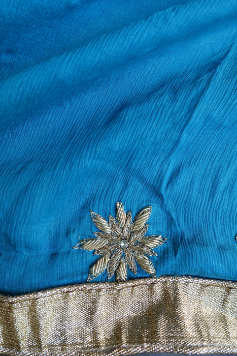Blue Silk Diamante Embellished Anarkali - UK 10/EU 36 - Preloved