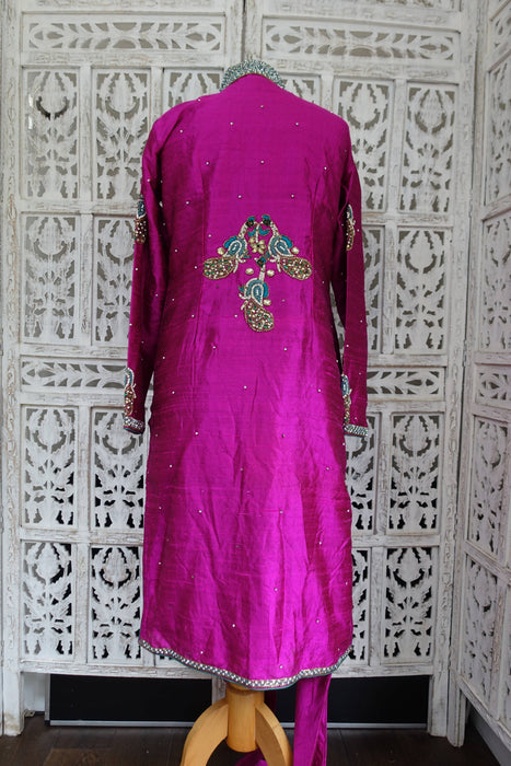 Vivid Purple Raw Silk Churidaar - UK 10/EU 36 - Preloved