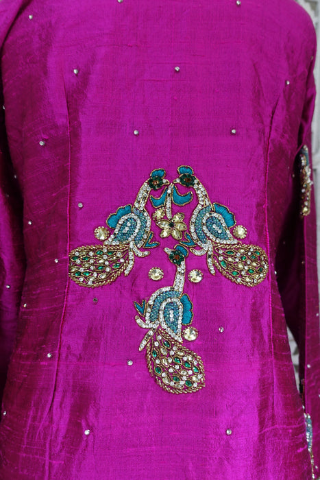 Vivid Purple Raw Silk Churidaar - UK 10/EU 36 - Preloved